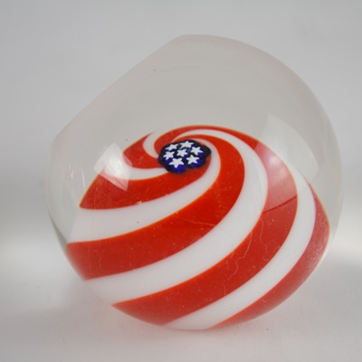 Glass Eye Blown Glass Paperweight and Ritzenhoff Blown Glass Clock