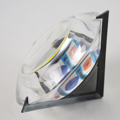 Glass Eye Blown Glass Paperweight and Ritzenhoff Blown Glass Clock