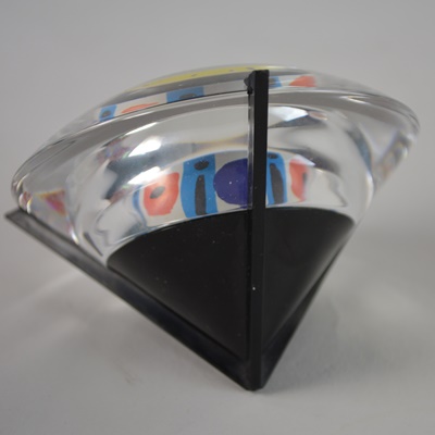 Glass Eye Blown Glass Paperweight and Ritzenhoff Blown Glass Clock