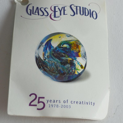 Glass Eye Blown Glass Paperweight and Ritzenhoff Blown Glass Clock