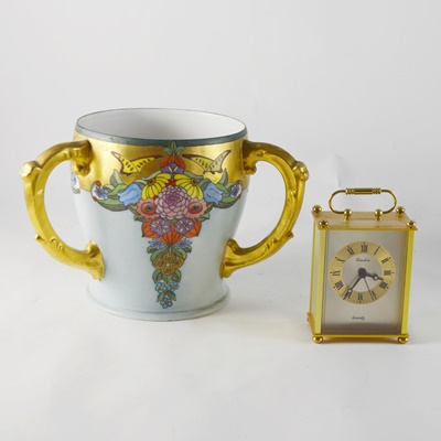 Elite Limoges Loving Cup and Linden Quartz Alarm Clock