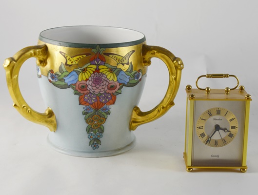 Elite Limoges Loving Cup and Linden Quartz Alarm Clock
