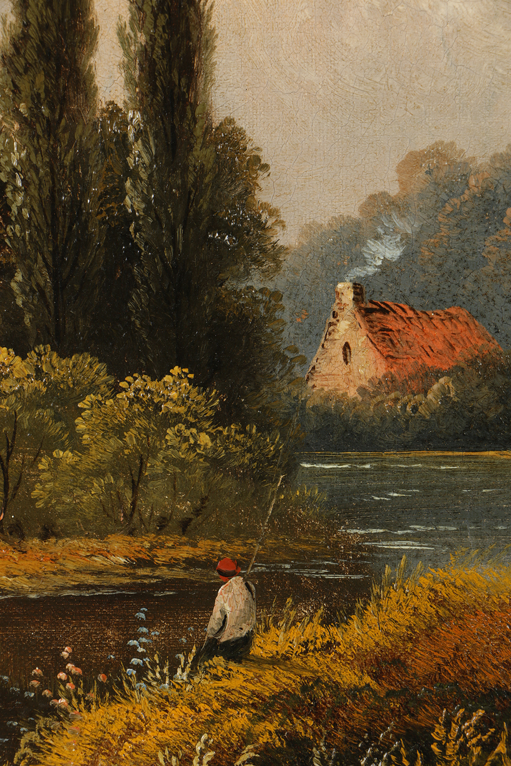 H. Cook Oil Painting on Canvas of Village Landscape