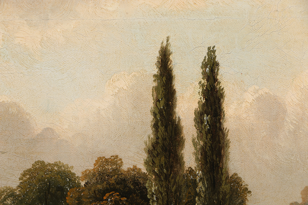 H. Cook Oil Painting on Canvas of Village Landscape