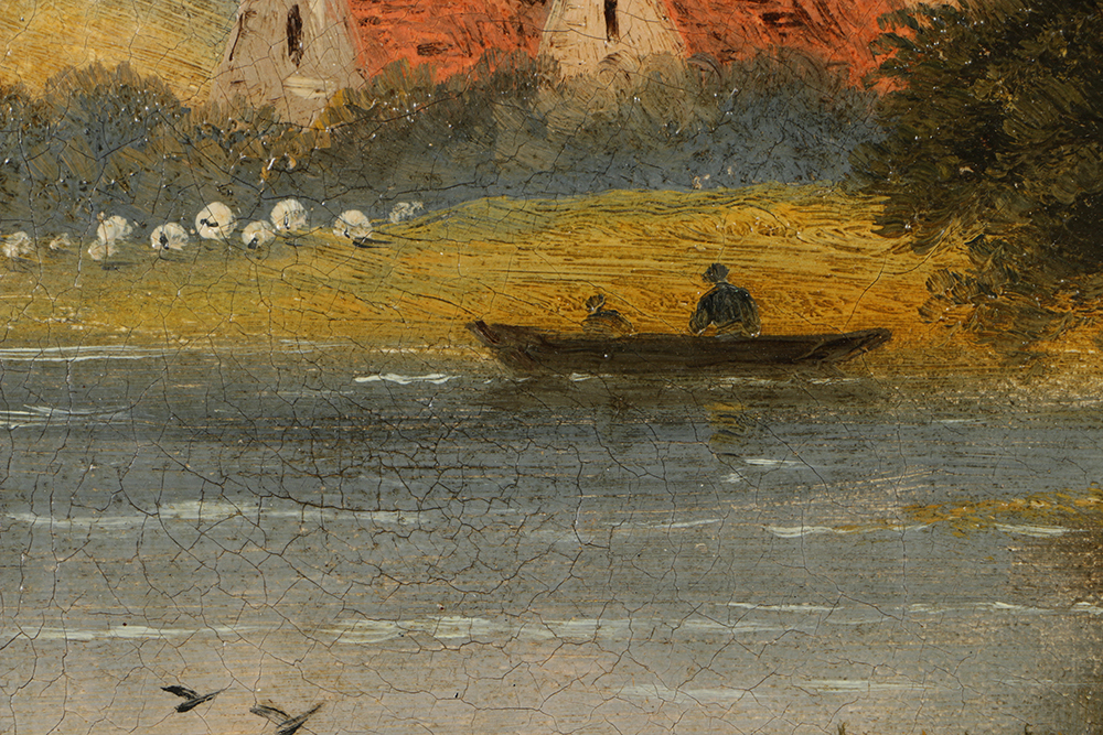 H. Cook Oil Painting on Canvas of Village Landscape