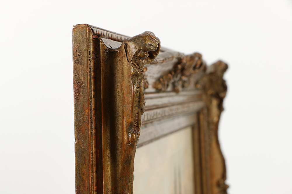 H. Cook Oil Painting on Canvas of Village Landscape