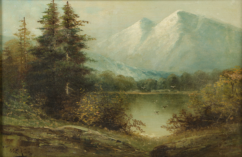 M.E. King Oil Painting on Canvas Romantic Landscape