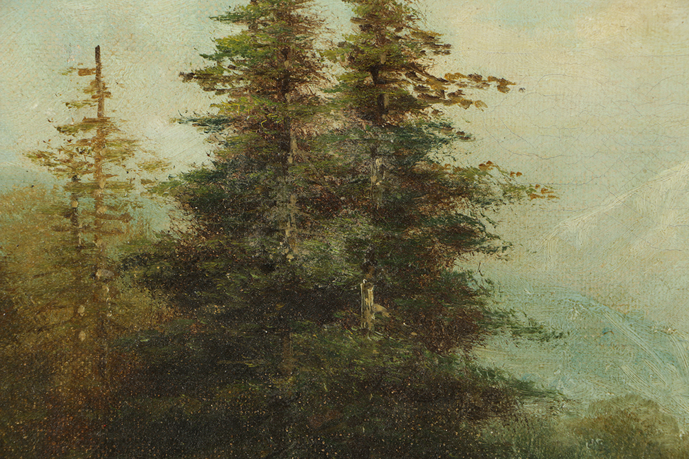 M.E. King Oil Painting on Canvas Romantic Landscape