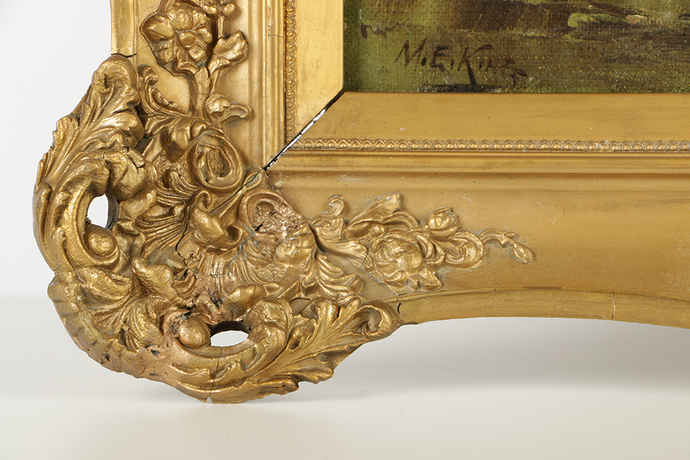 M.E. King Oil Painting on Canvas Romantic Landscape