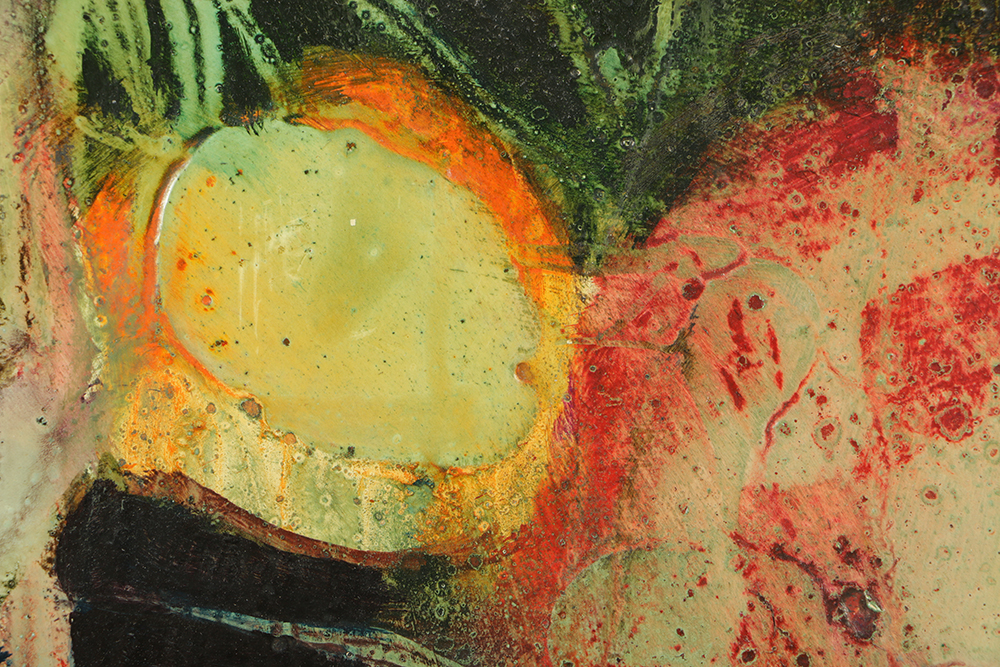 Donald Purdy Encaustic on Board of Abstract Floral Still Life