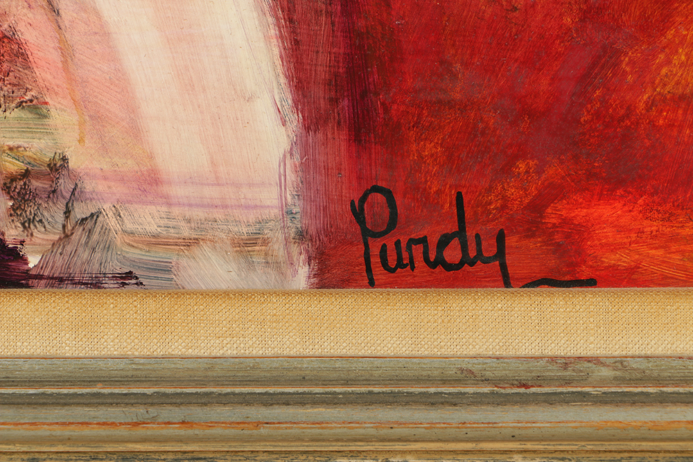 Donald Purdy Oil on Masonite Abstract Figural Composition