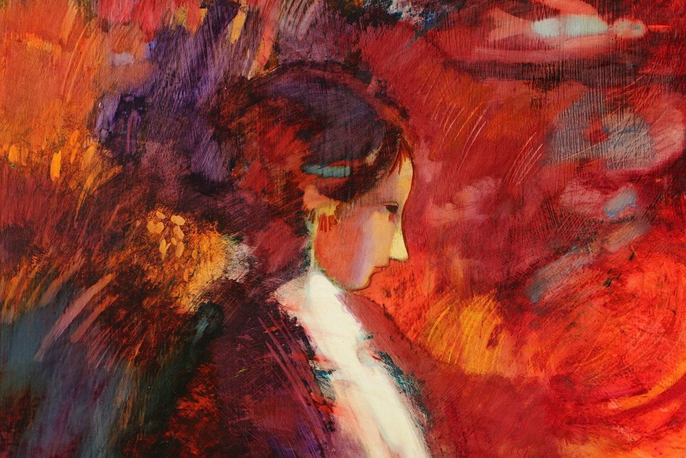 Donald Purdy Oil on Masonite Abstract Figural Composition