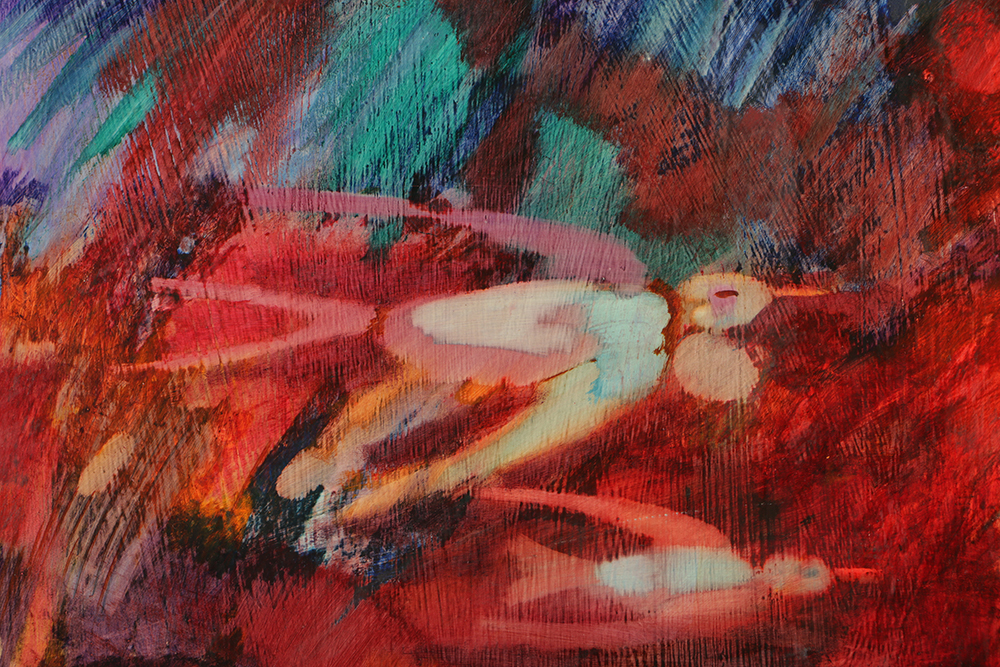 Donald Purdy Oil on Masonite Abstract Figural Composition