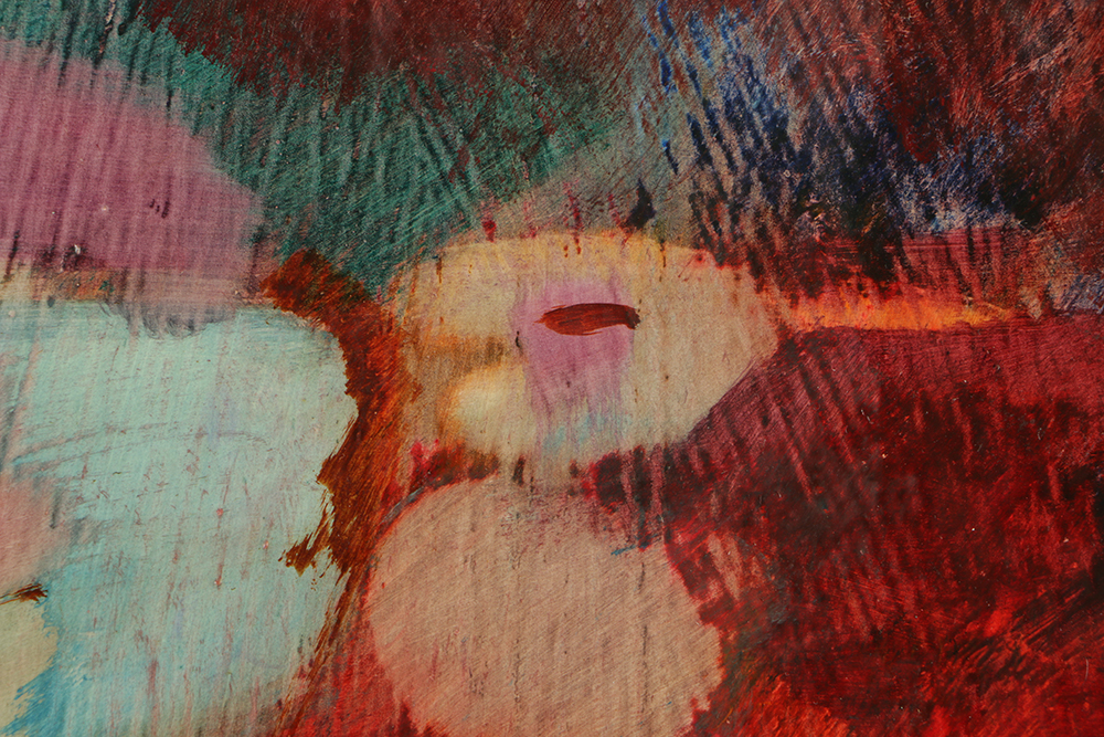 Donald Purdy Oil on Masonite Abstract Figural Composition