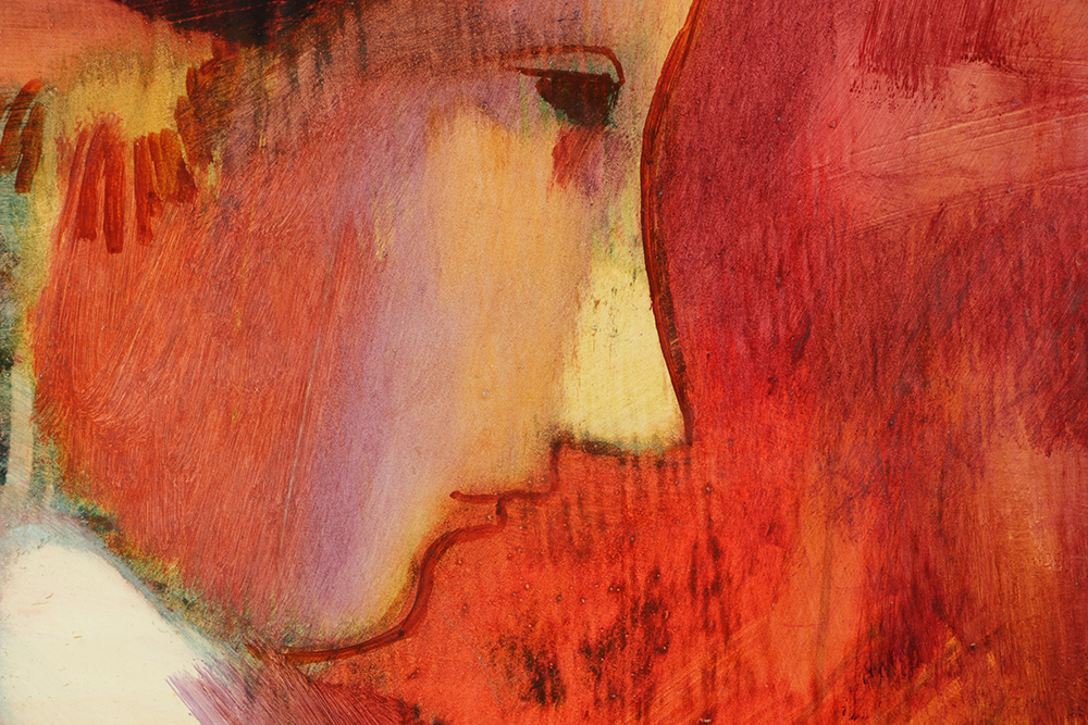 Donald Purdy Oil on Masonite Abstract Figural Composition