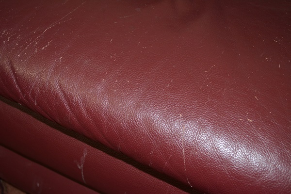 Italian Burgandy Leather Three Seat Sofa