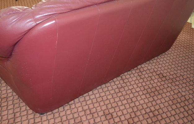 Italian Burgandy Leather Three Seat Sofa