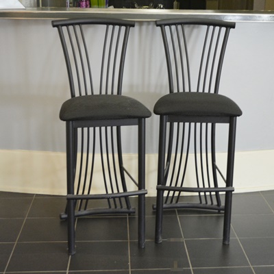 Pair of Art Deco Style Black Bar Stools