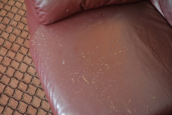 Italian Burgandy Leather Three Seat Sofa