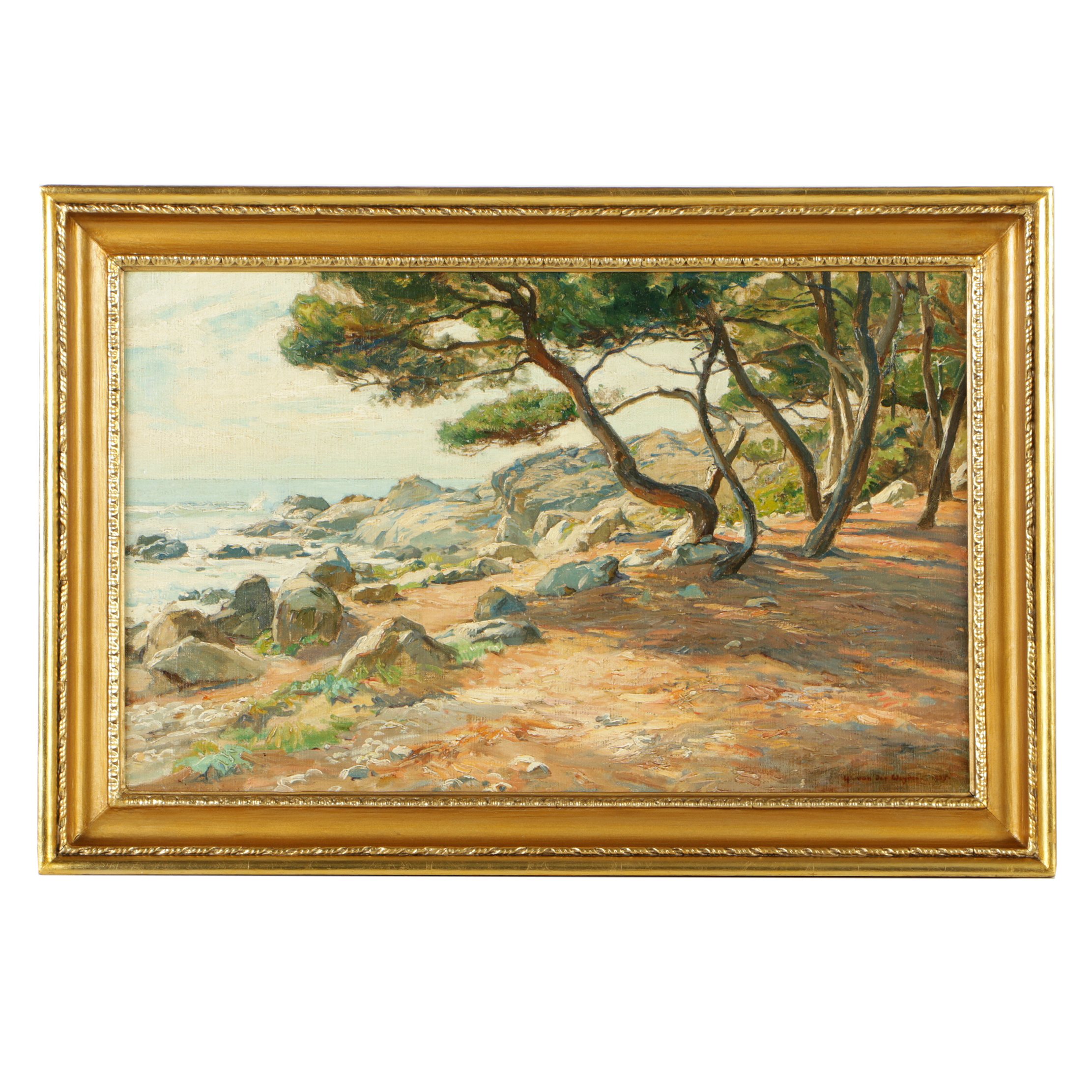 Harry Van der Weyden Oil Painting on Canvas Affixed to Board Coastal Landscape