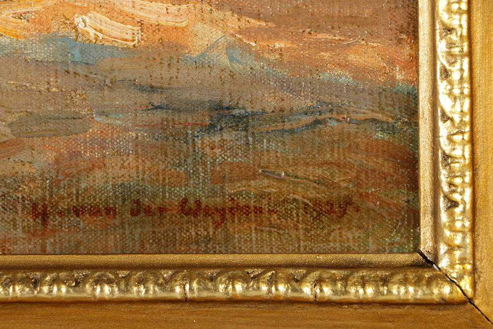 Harry Van der Weyden Oil Painting on Canvas Affixed to Board Coastal Landscape