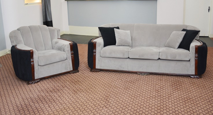 Vintage Art Deco Three Seat Sofa and Chair Set