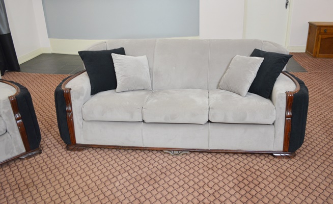 Vintage Art Deco Three Seat Sofa and Chair Set