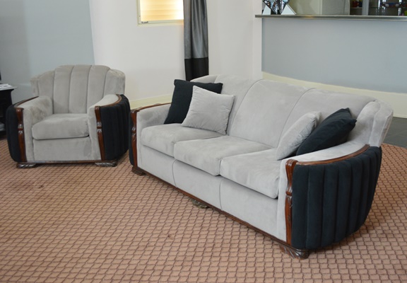 Vintage Art Deco Three Seat Sofa and Chair Set