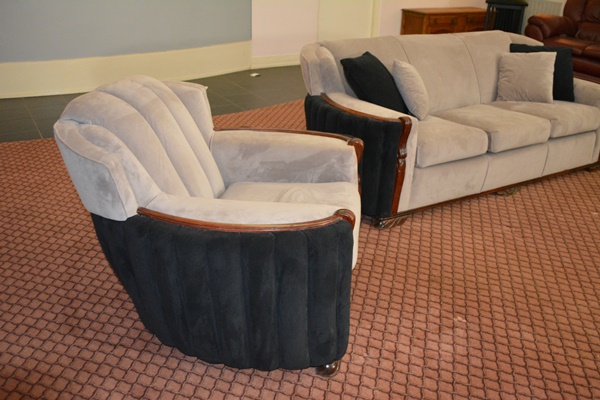 Vintage Art Deco Three Seat Sofa and Chair Set