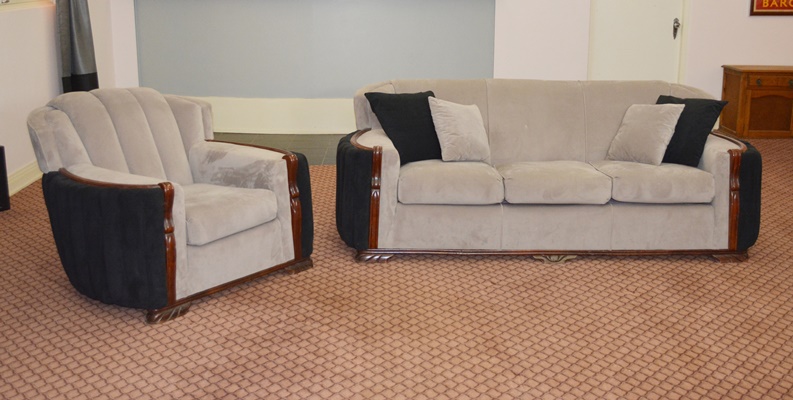 Vintage Art Deco Three Seat Sofa and Chair Set