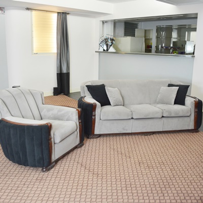 Vintage Art Deco Three Seat Sofa and Chair Set