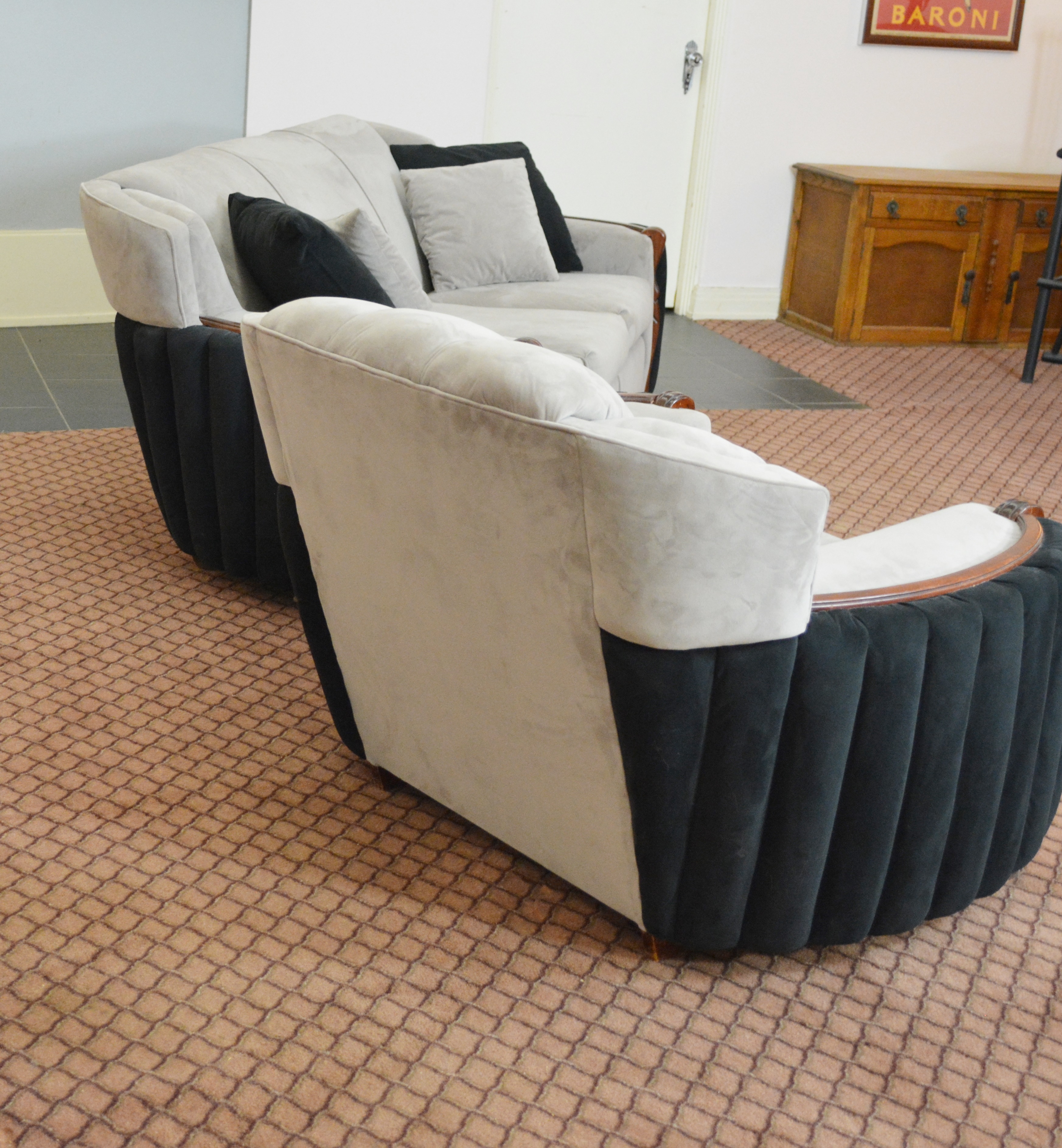 Vintage Art Deco Three Seat Sofa and Chair Set