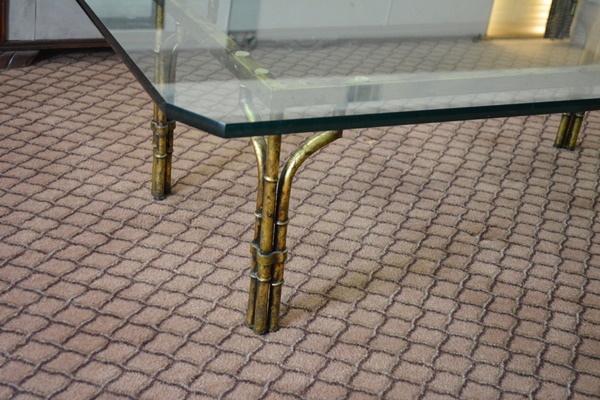 Rectangular Glass Top Brass Coffee Table