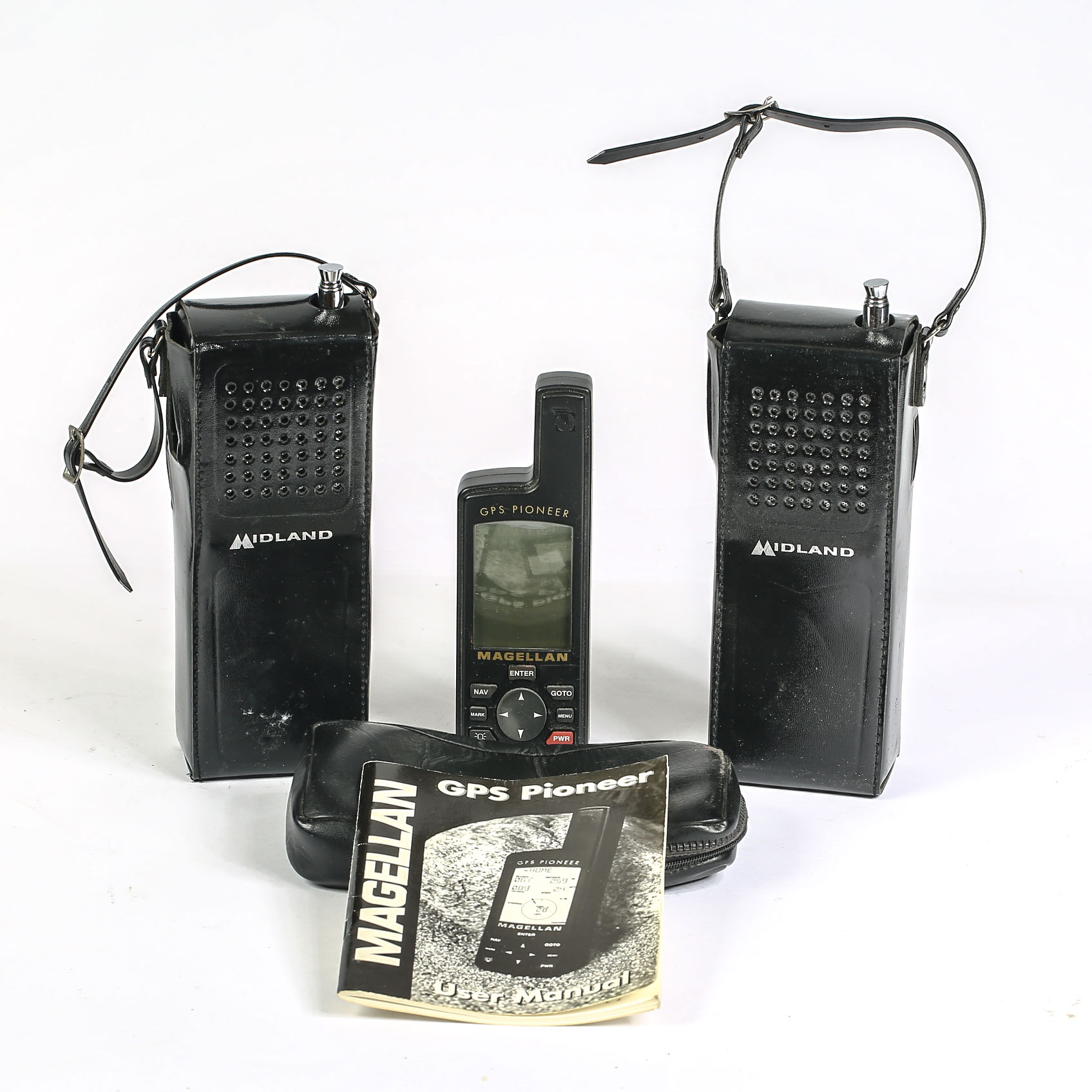 Vintage Midland Walkie Talkies with Magellan GPS Pioneer