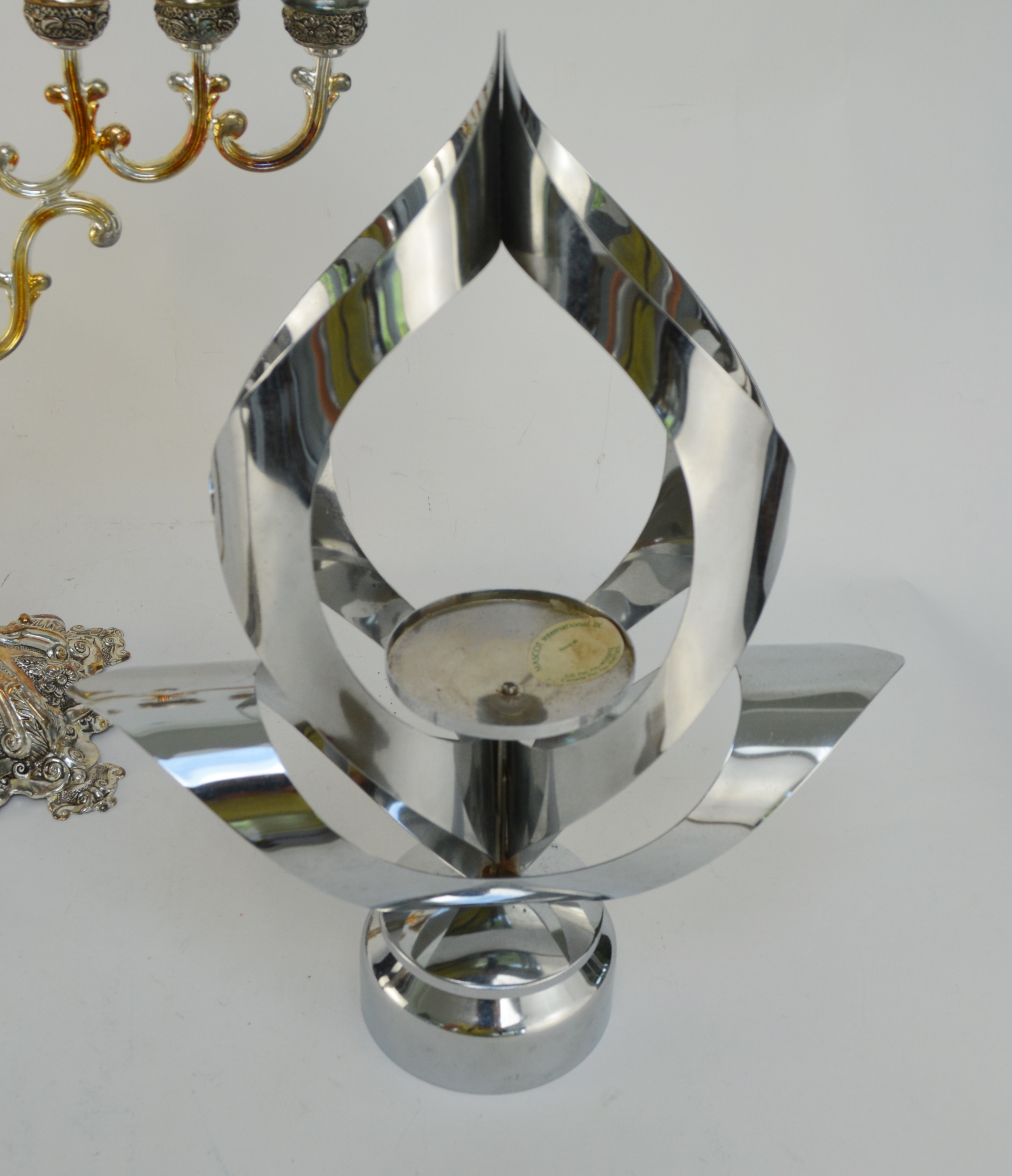 Menorahs and Candleholder Including Silver Plate