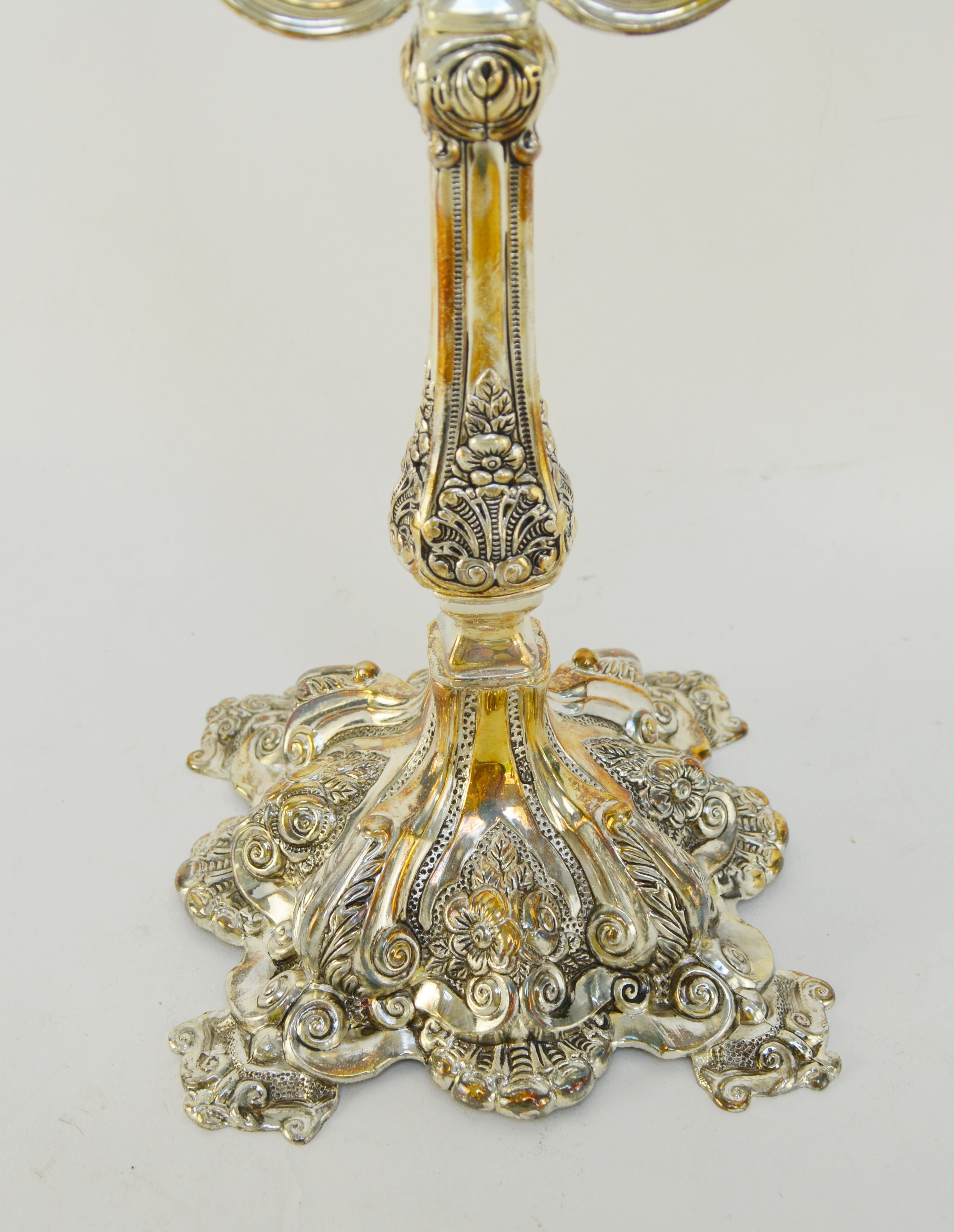 Menorahs and Candleholder Including Silver Plate