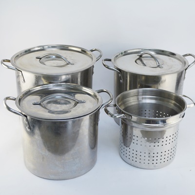 Three Stainless Stock Pots