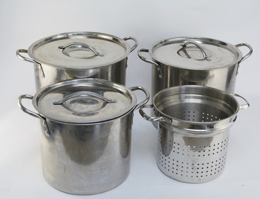 Three Stainless Stock Pots