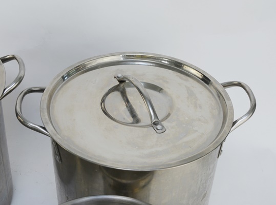 Three Stainless Stock Pots