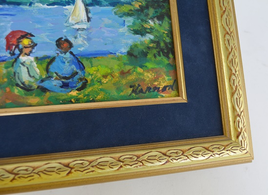 Ann Harrod Original Acrylic Painting of Two by the Lake