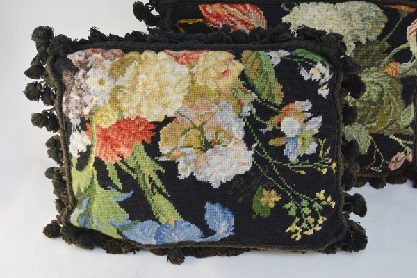 Pair of Floral Needlepoint Pillows