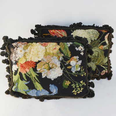 Pair of Floral Needlepoint Pillows