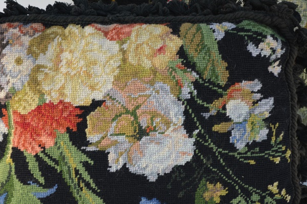 Pair of Floral Needlepoint Pillows