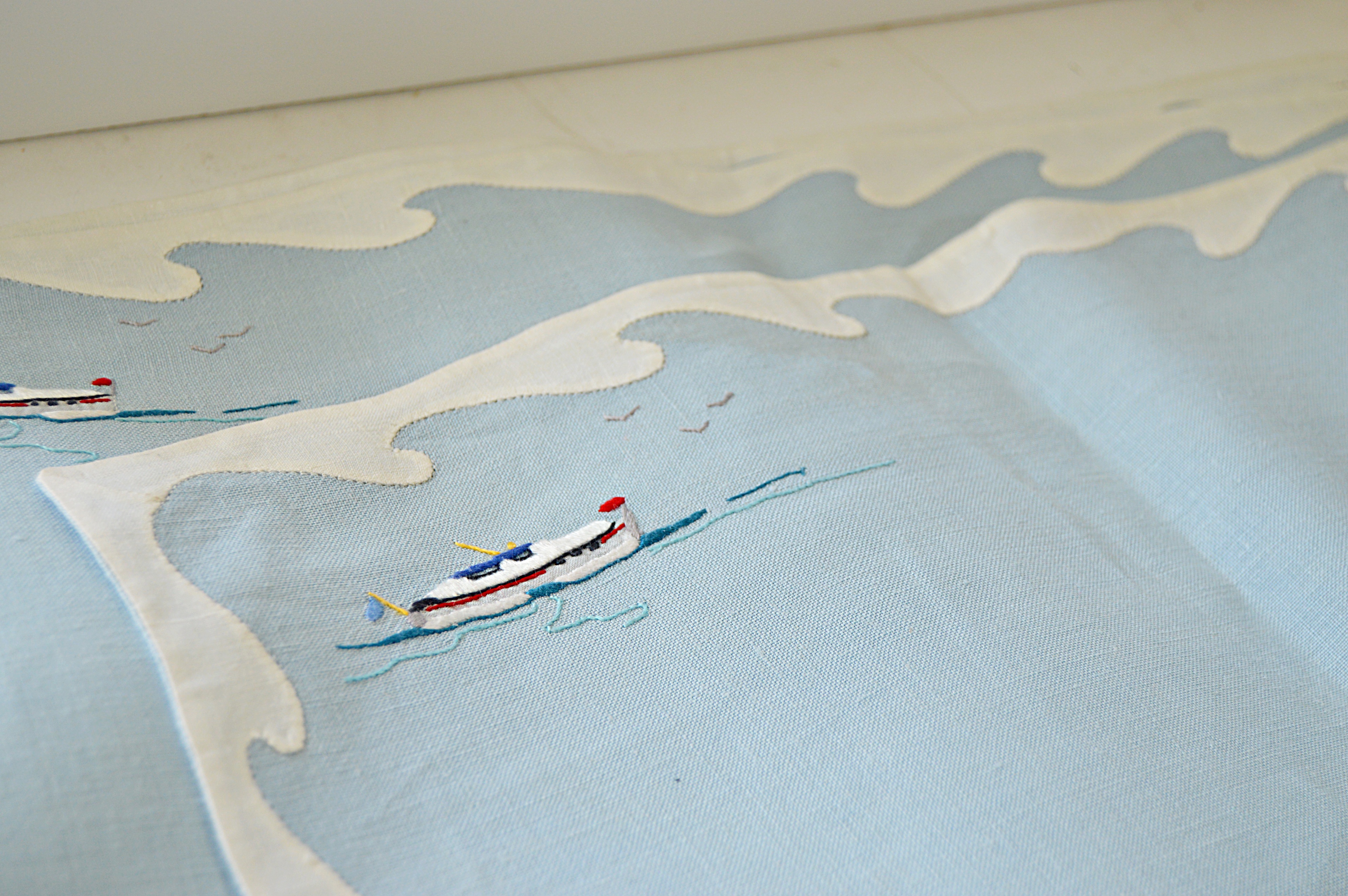 Vintage Custom Table Linens for a Fishing Yacht