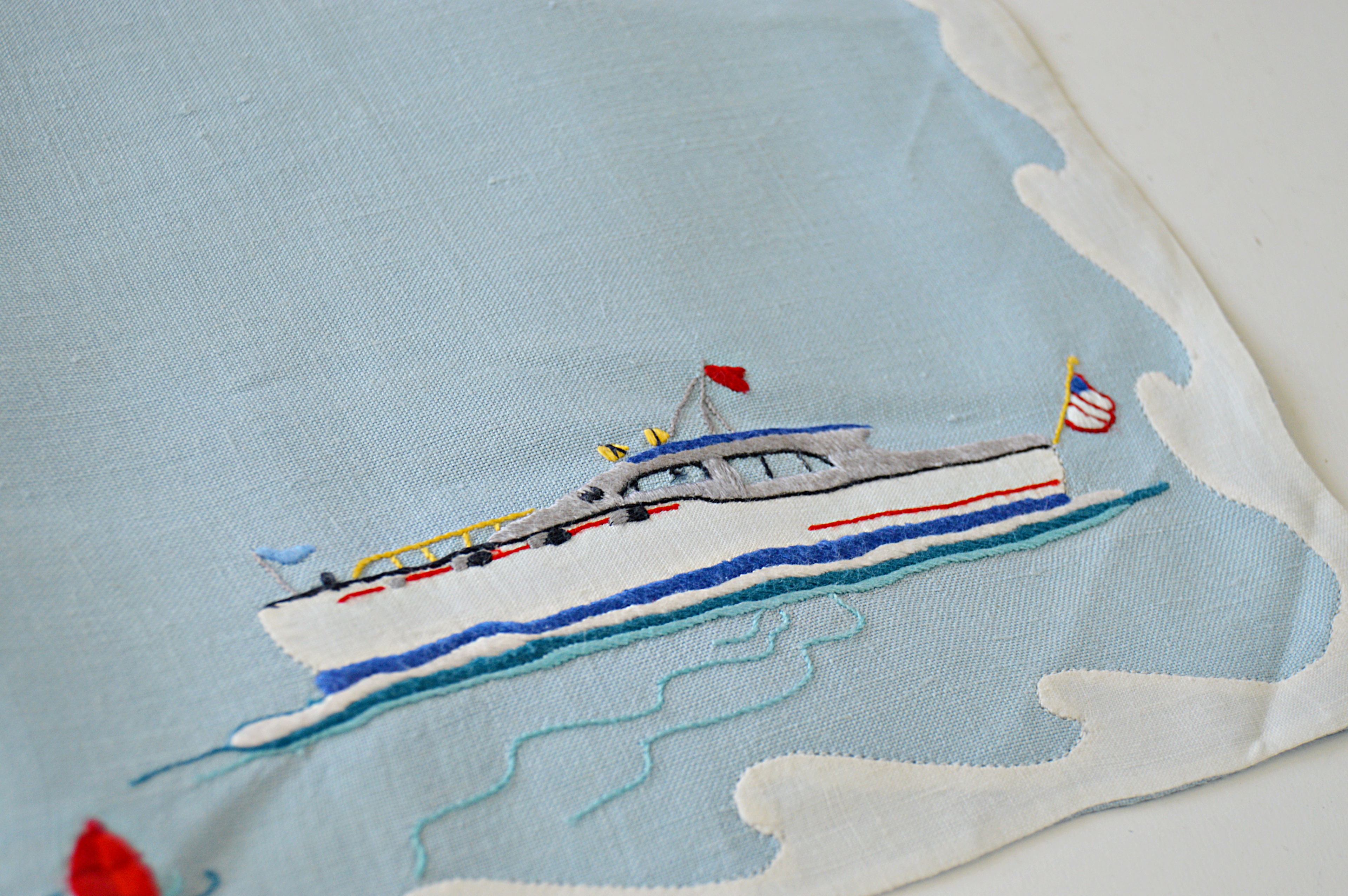 Vintage Custom Table Linens for a Fishing Yacht