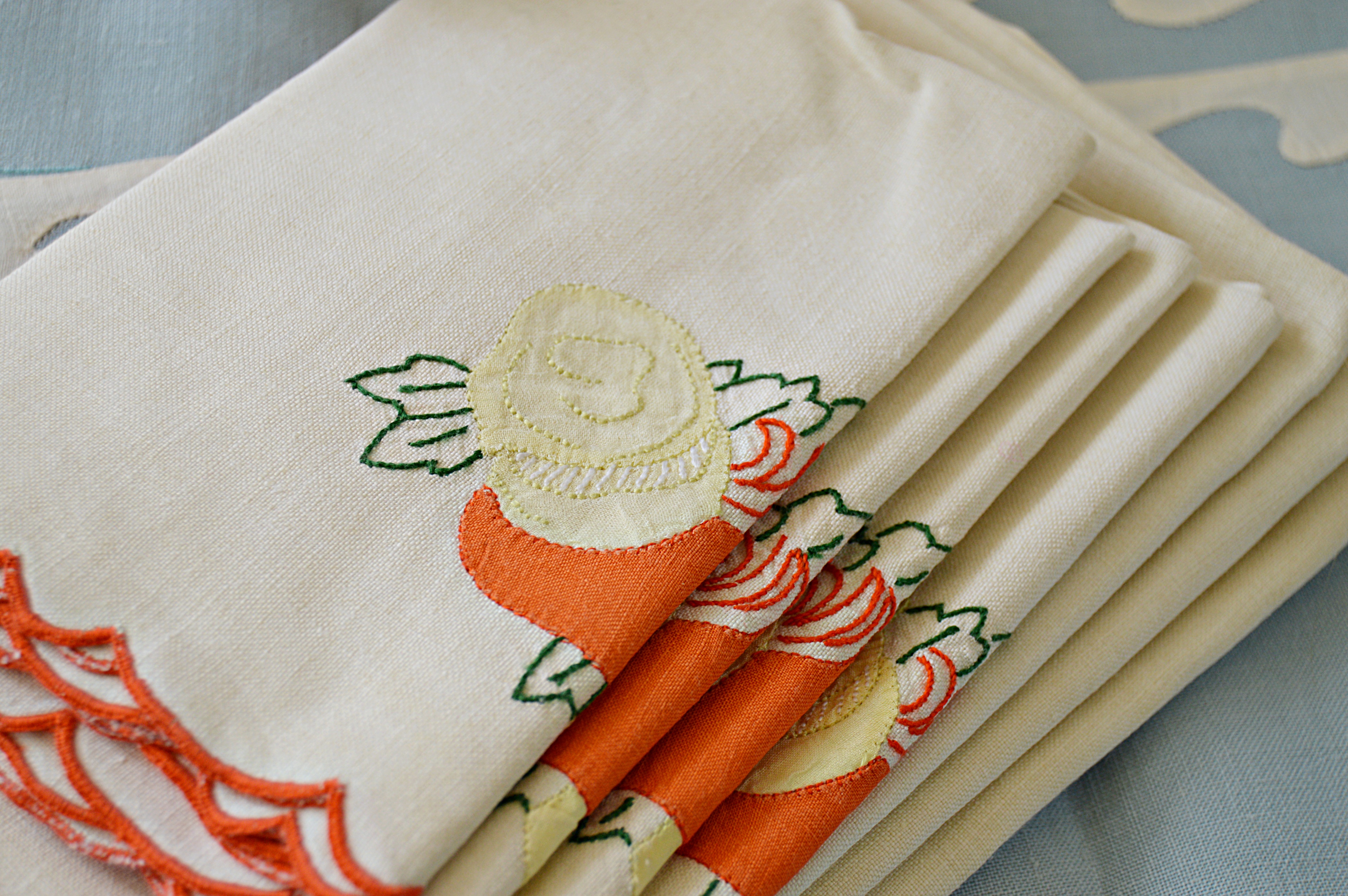 Vintage Custom Table Linens for a Fishing Yacht