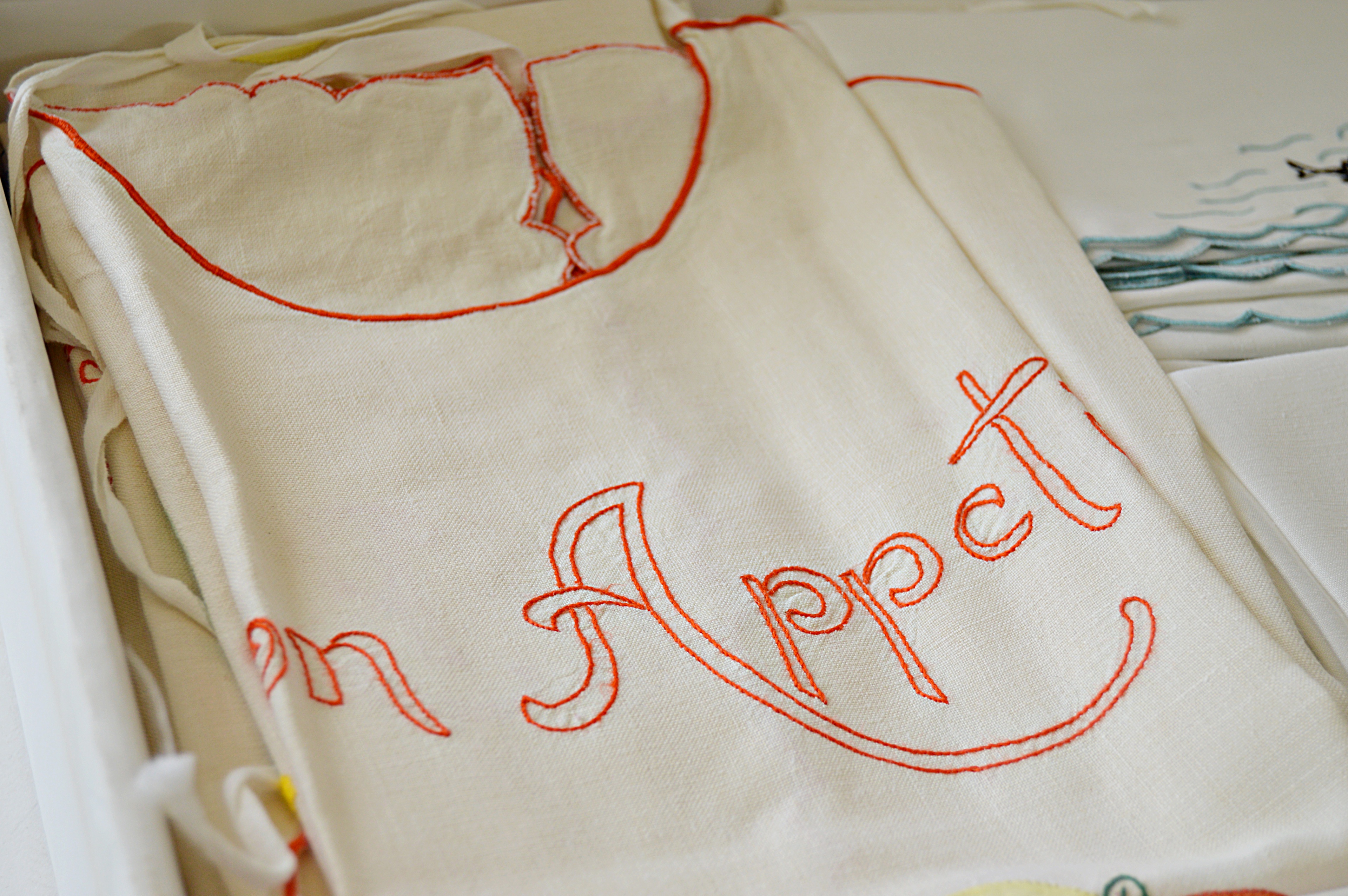 Vintage Custom Table Linens for a Fishing Yacht