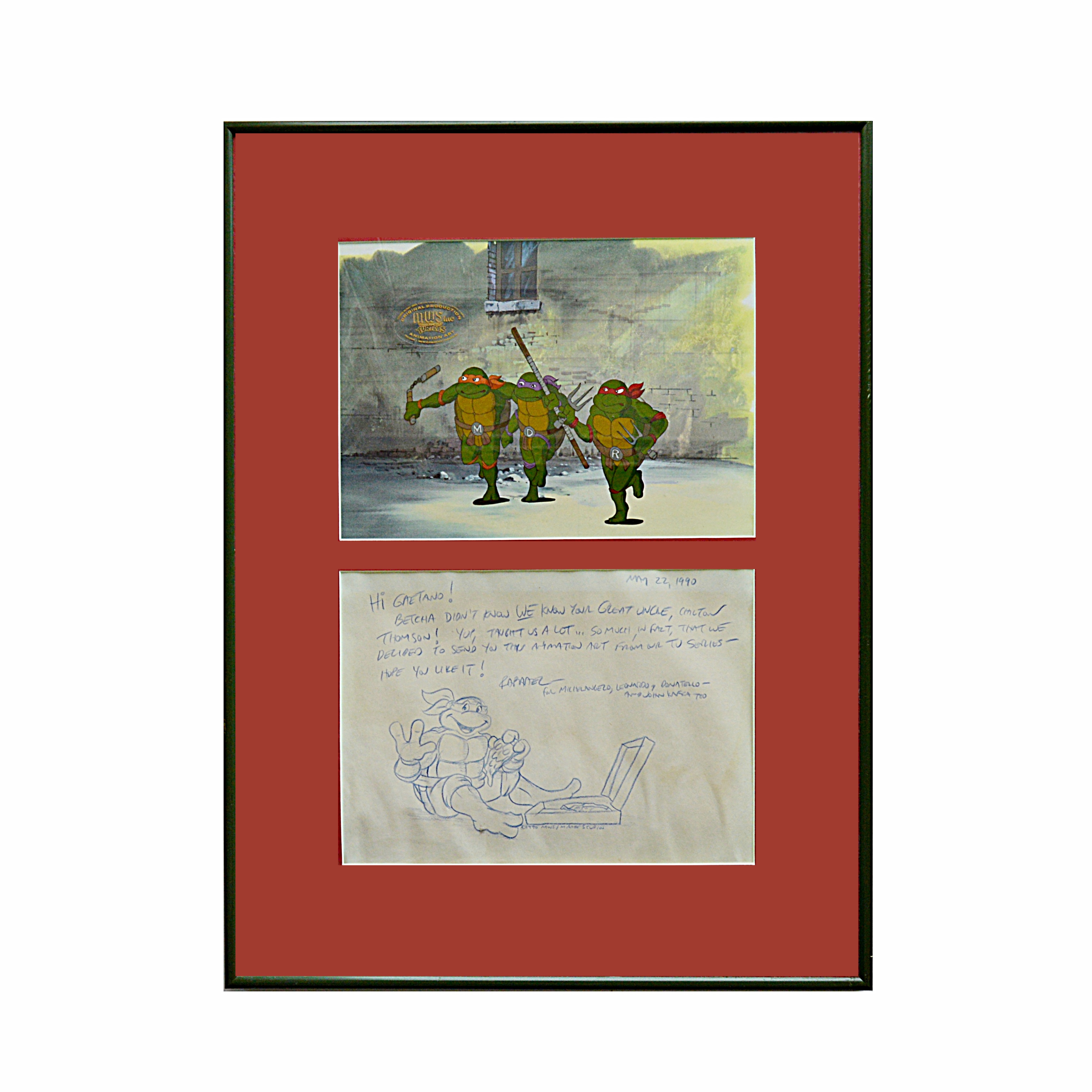 Original Cel and Sketch for "Teenage Mutant Ninja Turtles"