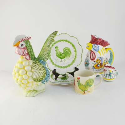 Rooster Theme Dishes Including Tiffany and Co and Dertua