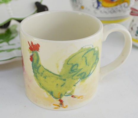 Rooster Theme Dishes Including Tiffany and Co and Dertua